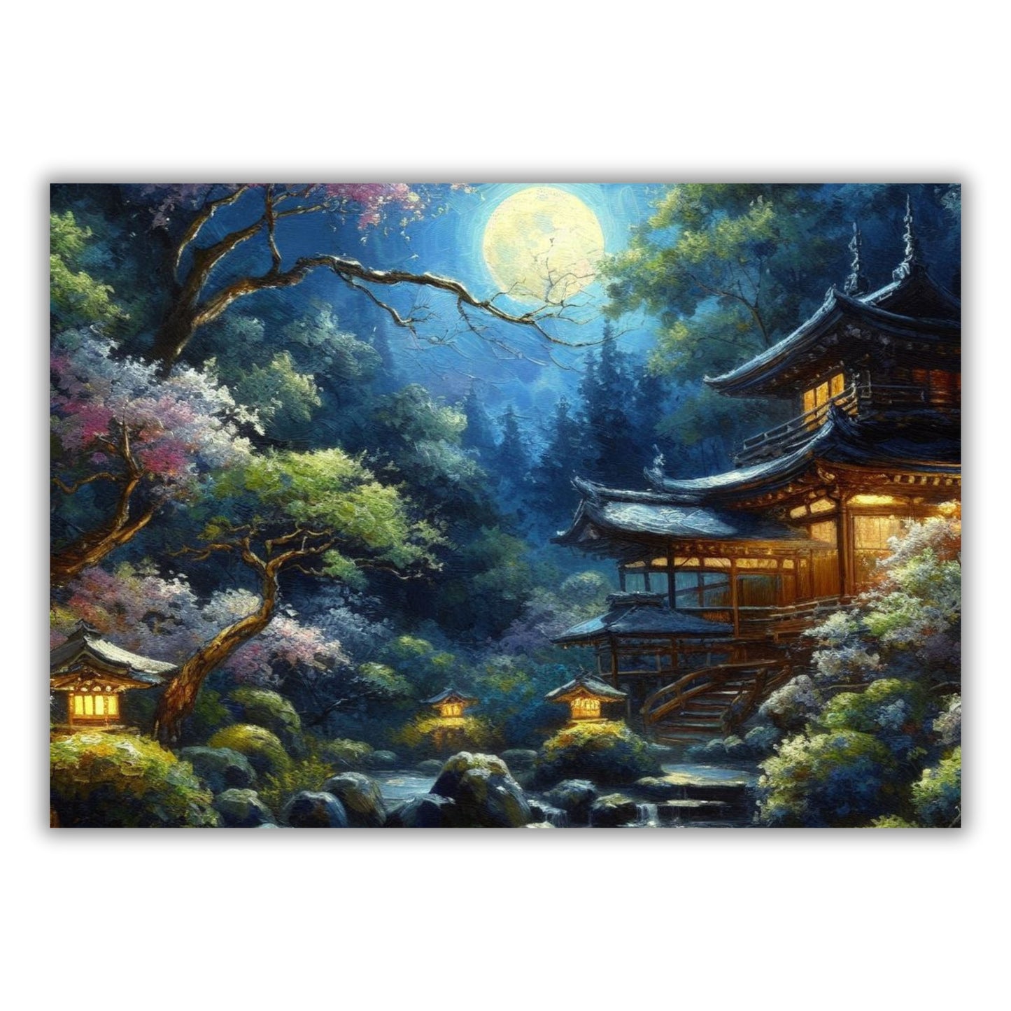 A Japanese Moon Wall Art Canvas Print