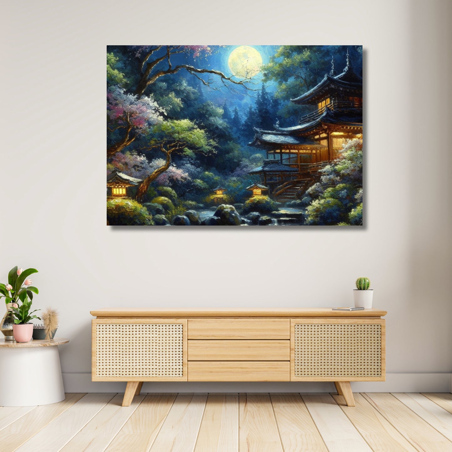 A Japanese Moon Wall Art Canvas Print