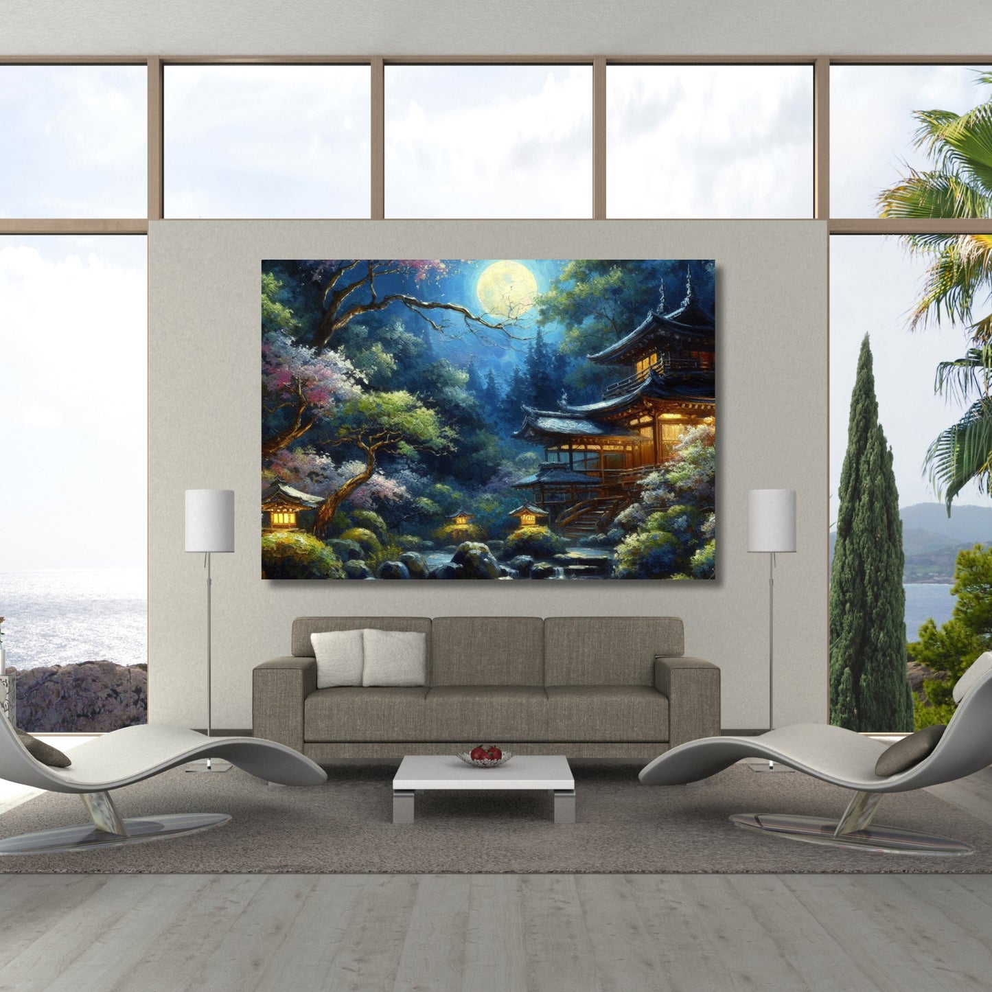 A Japanese Moon Wall Art Canvas Print