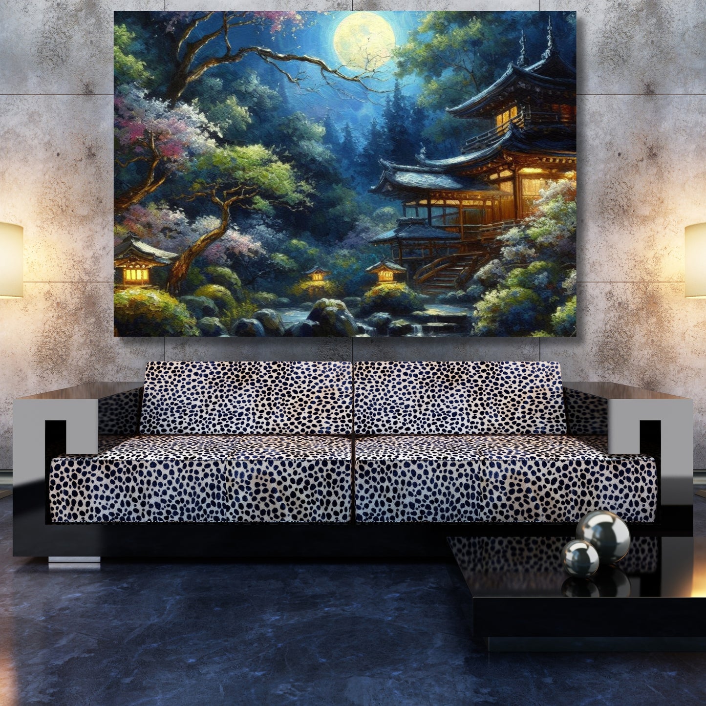 A Japanese Moon Wall Art Canvas Print