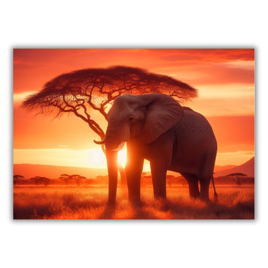 Elephant Sunset Animal Kingdom Wall Art Canvas Print