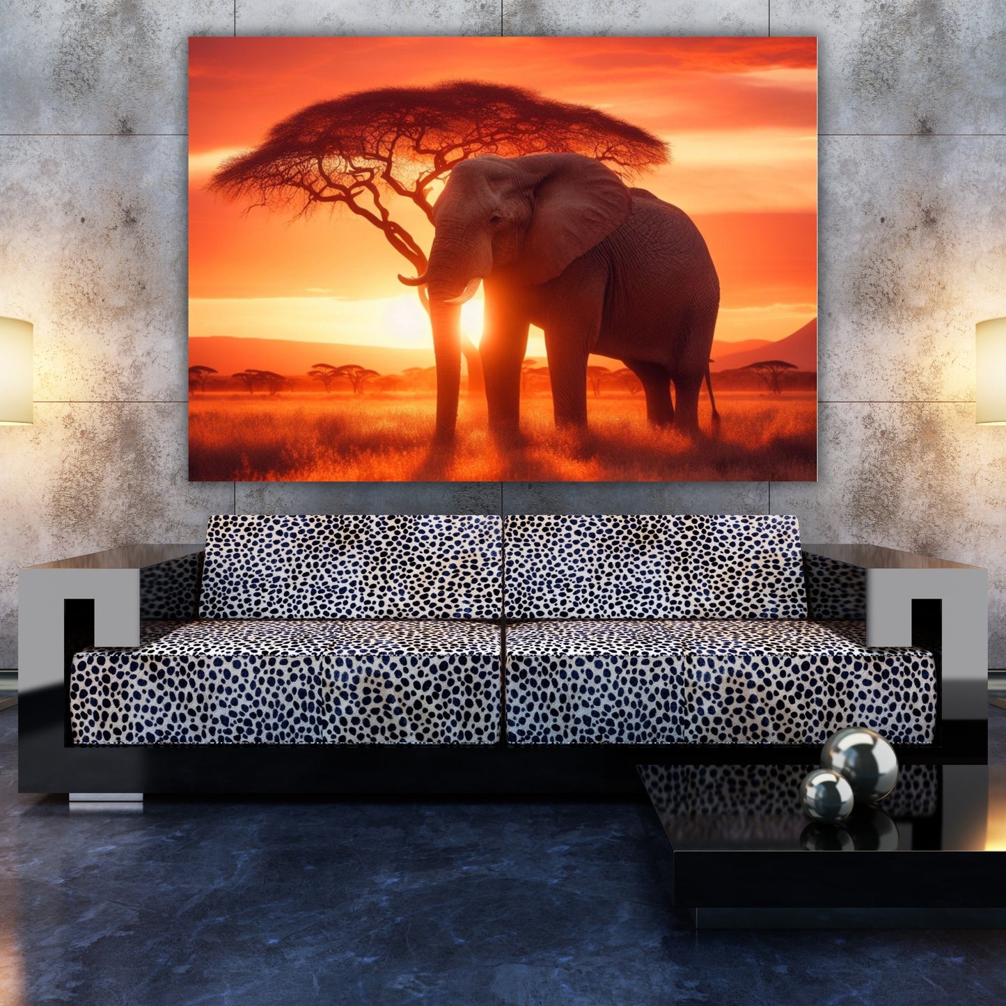 Elephant Sunset Animal Kingdom Wall Art Canvas Print