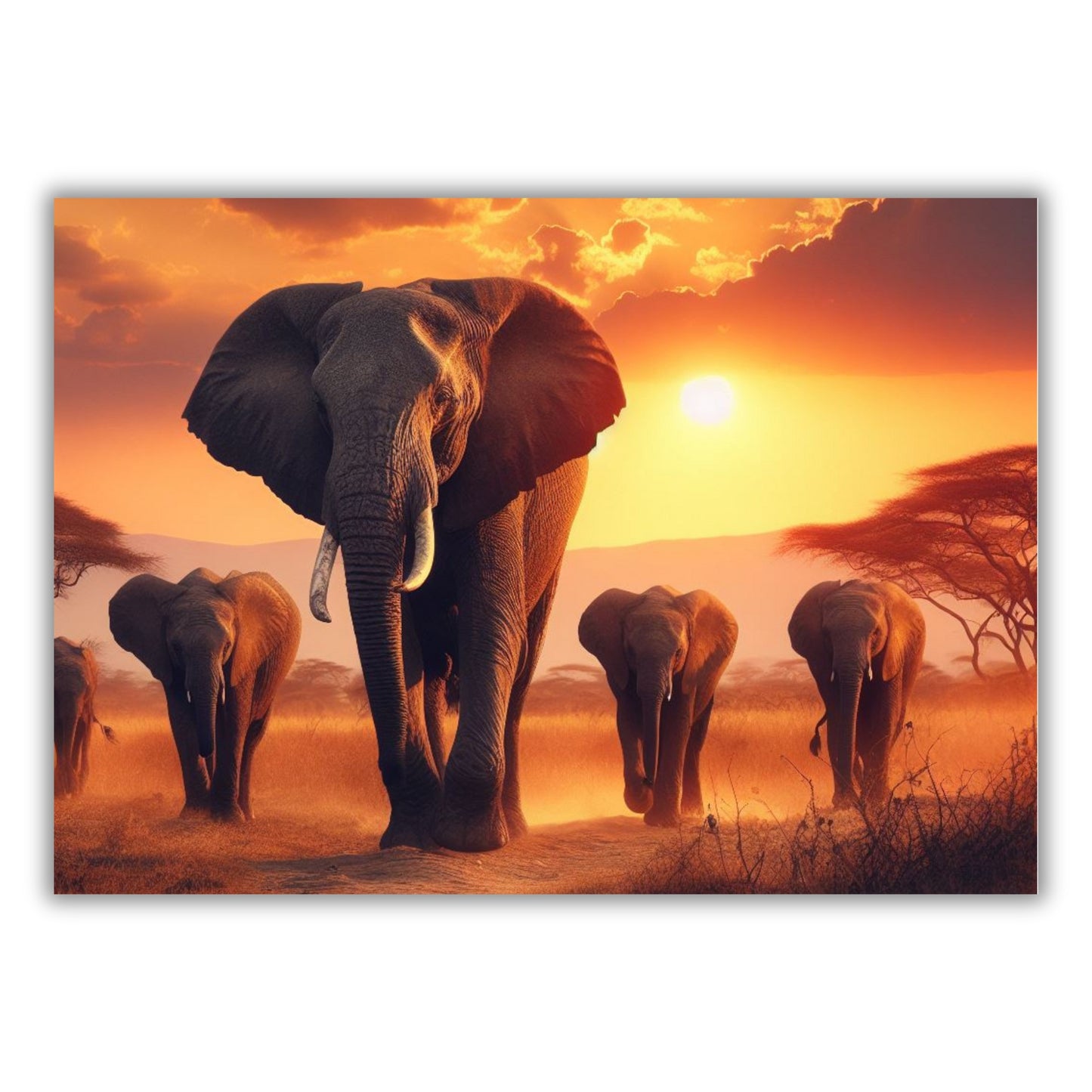 Elephant Family Animal Kingdom Wall Art Canvas Print