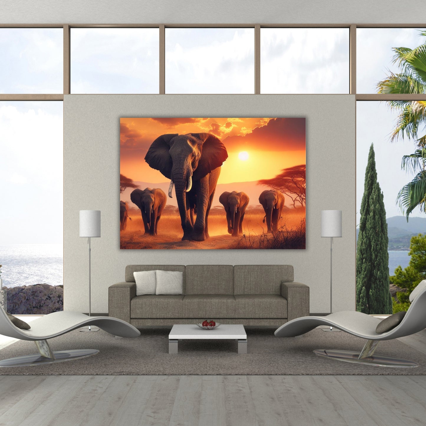 Elephant Family Animal Kingdom Wall Art Canvas Print