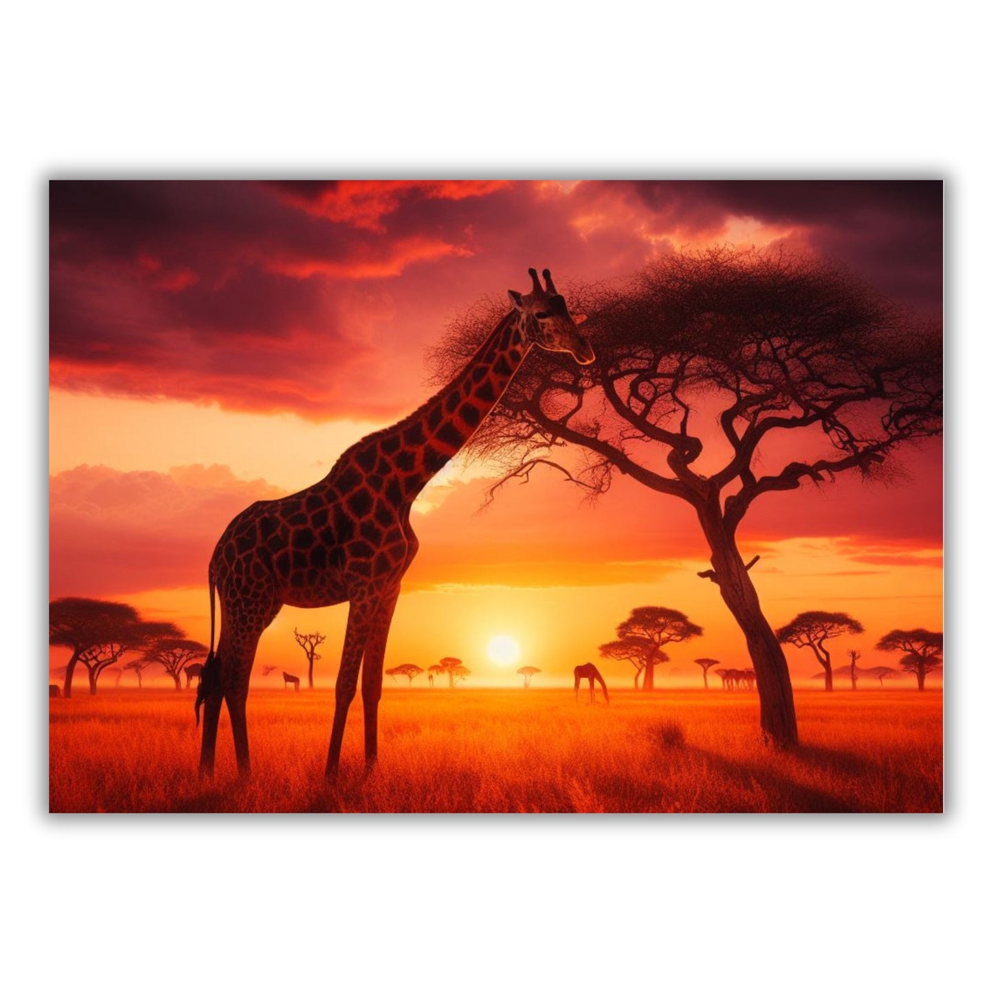 Giraffe Sunset Animal Kingdom Wall Art Canvas Print