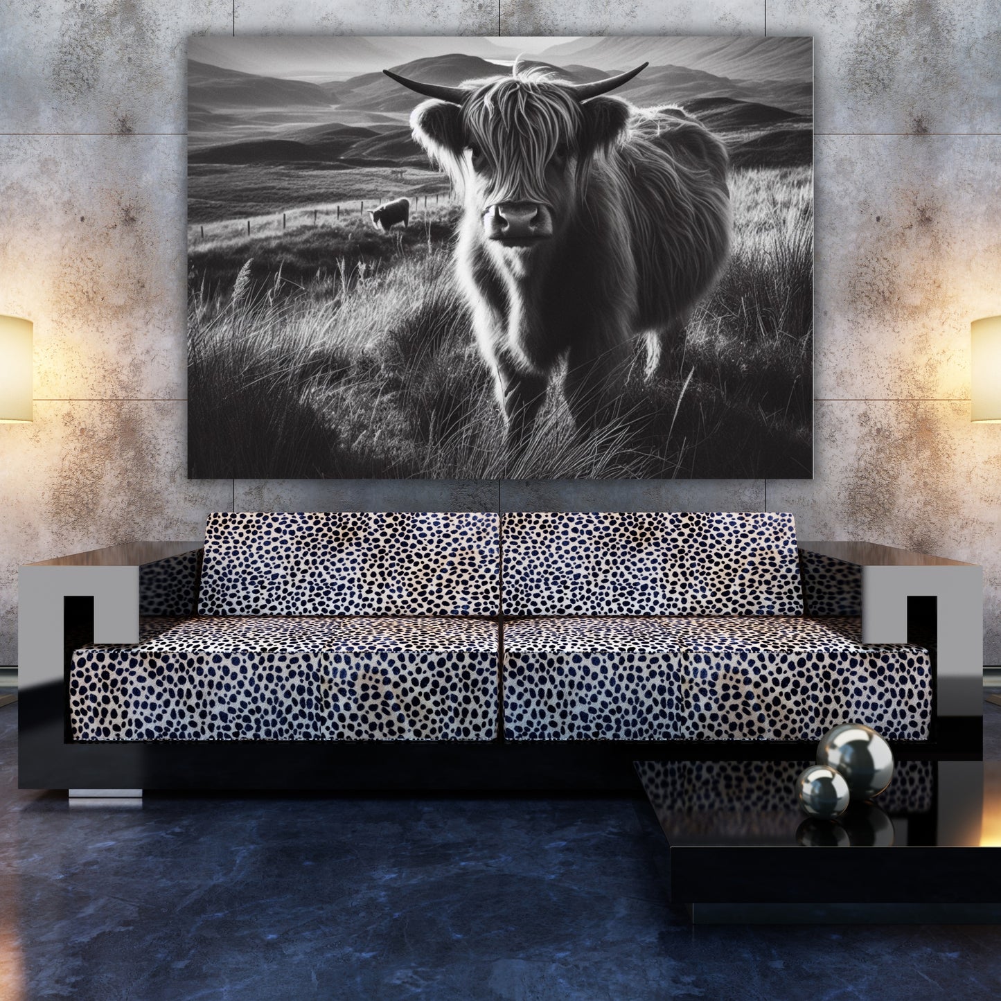 Highland Cow Love Animal Kingdom Wall Art Canvas Print