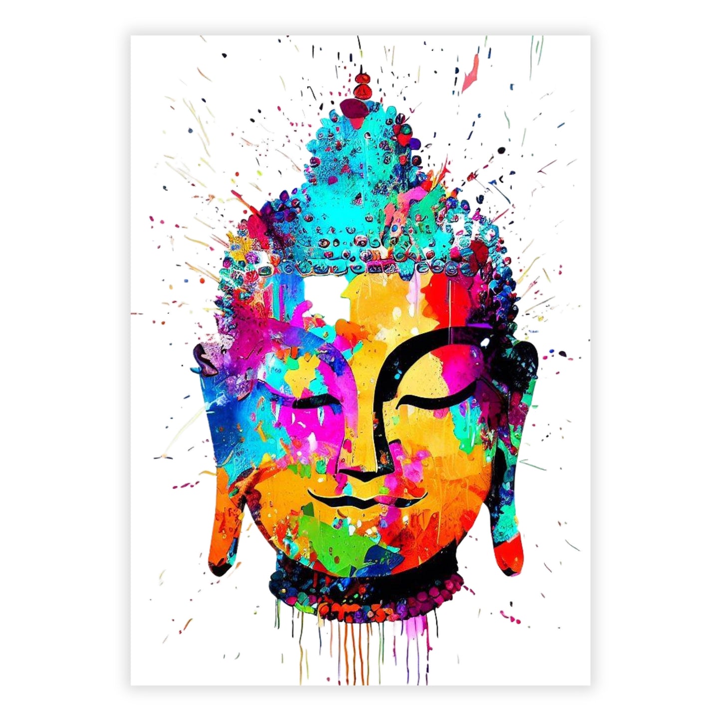 Buddha Head Zen Rainbow Wall Art Canvas Print