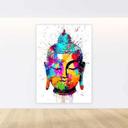 Buddha Head Zen Rainbow Wall Art Canvas Print