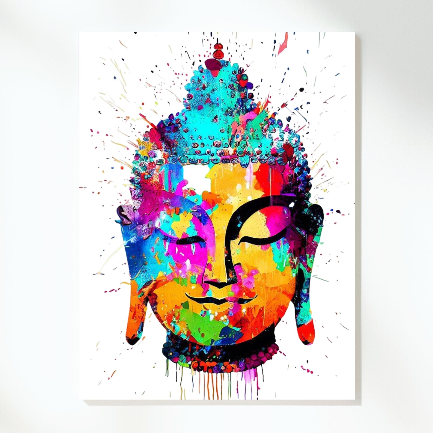 Buddha Head Zen Rainbow Wall Art Canvas Print