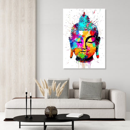 Buddha Head Zen Rainbow Wall Art Canvas Print