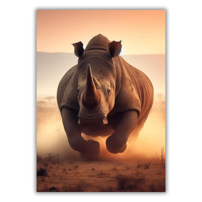 Charging Rhino Animal Kingdom Wall Art Canvas Print