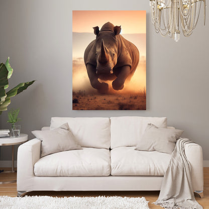 Charging Rhino Animal Kingdom Wall Art Canvas Print