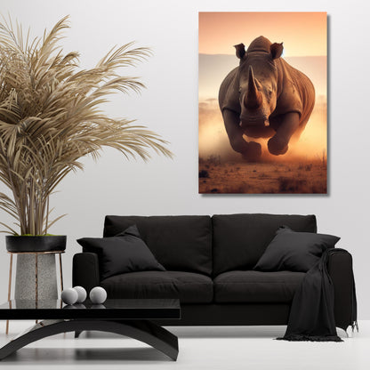 Charging Rhino Animal Kingdom Wall Art Canvas Print