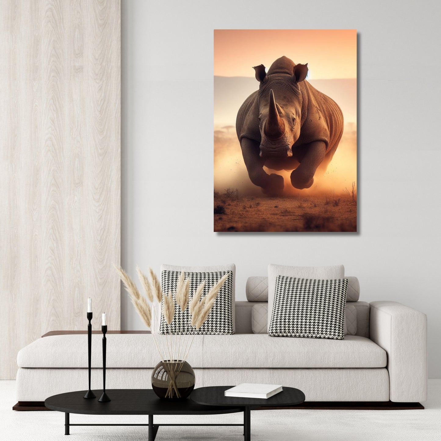 Charging Rhino Animal Kingdom Wall Art Canvas Print