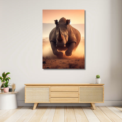 Charging Rhino Animal Kingdom Wall Art Canvas Print