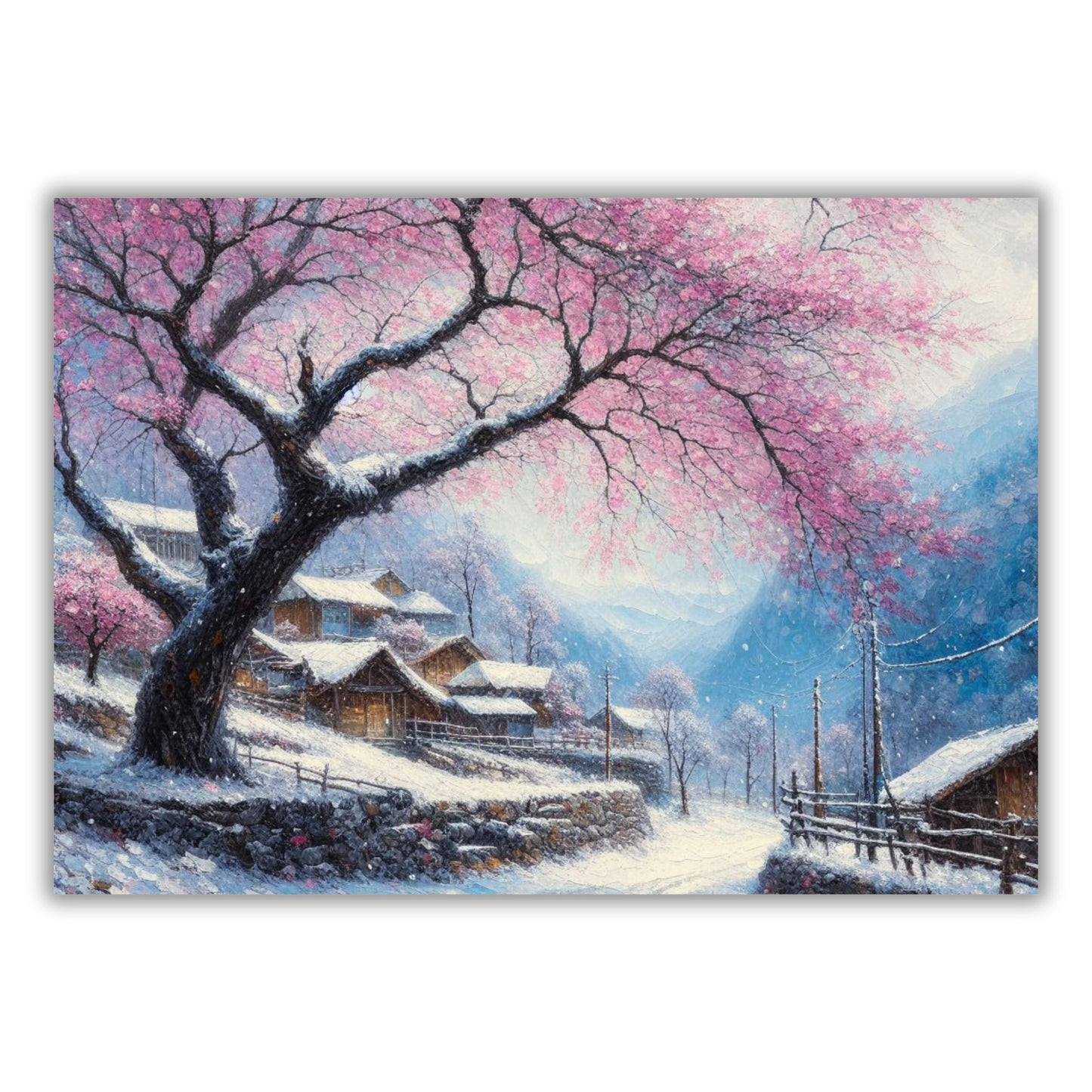 Cherry Blossom Winter Wall Art Canvas Print