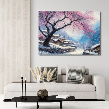 Cherry Blossom Winter Wall Art Canvas Print