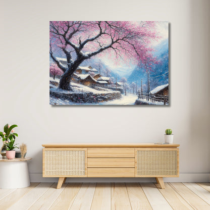 Cherry Blossom Winter Wall Art Canvas Print