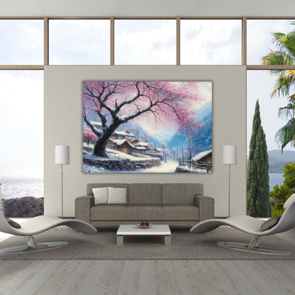 Cherry Blossom Winter Wall Art Canvas Print