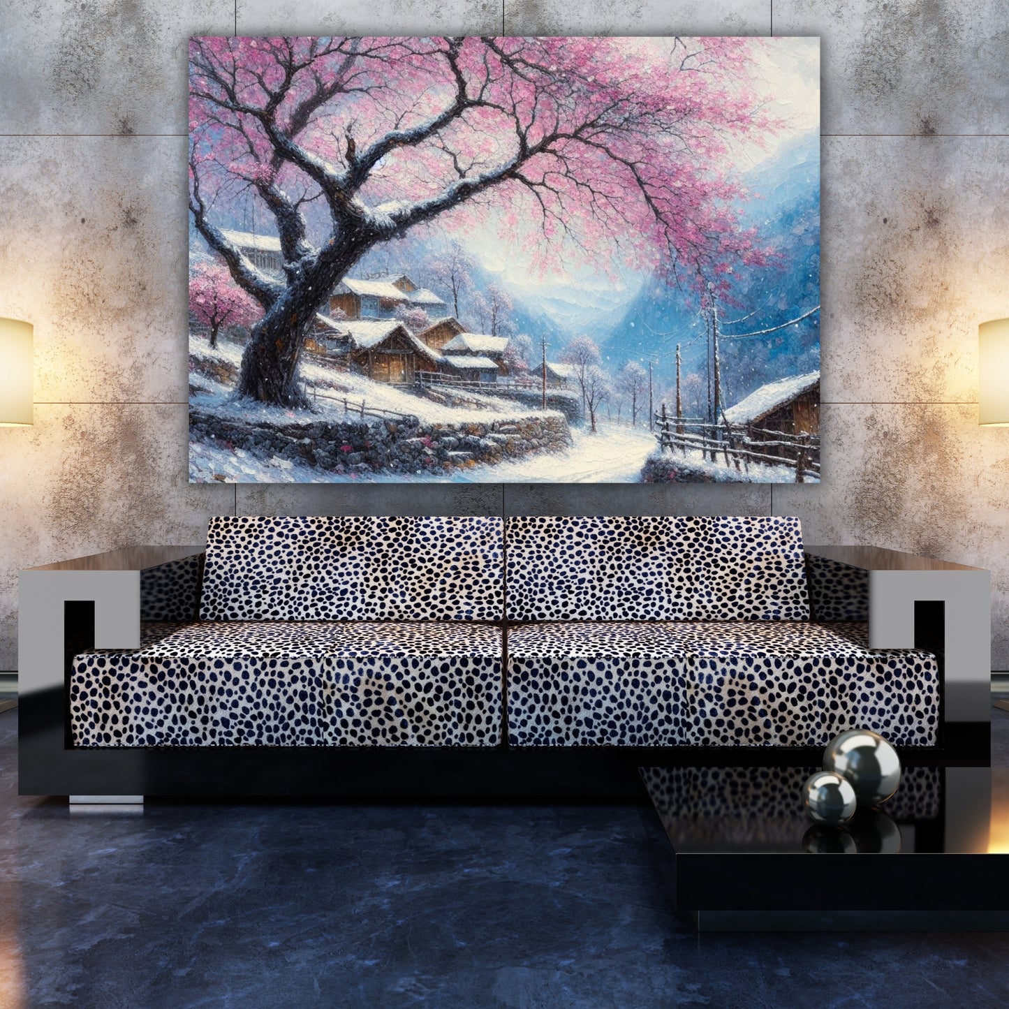 Cherry Blossom Winter Wall Art Canvas Print