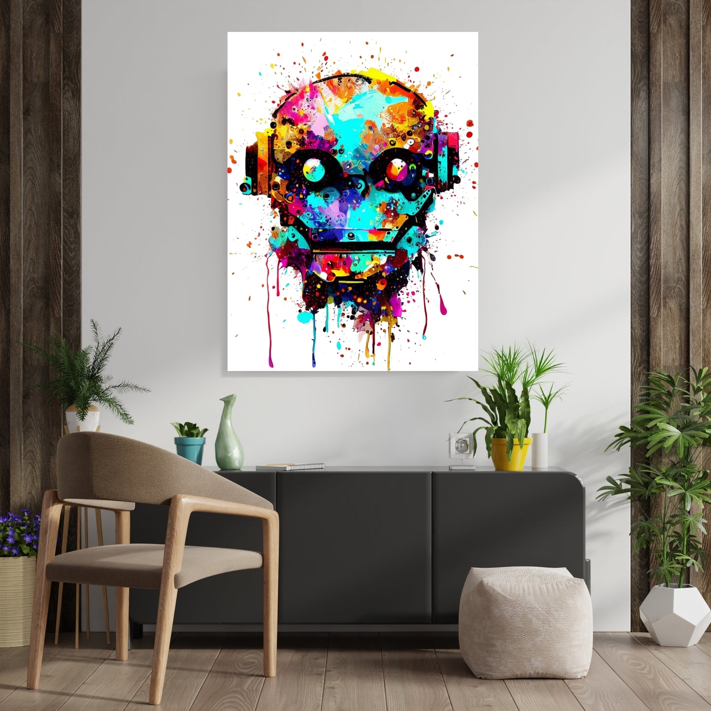 Robot Head Wall Art Canvas Print