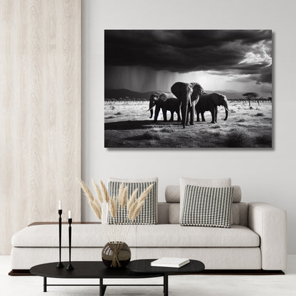 Elephant Storm Animal Kingdom Wall Art Canvas Print