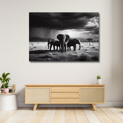 Elephant Storm Animal Kingdom Wall Art Canvas Print