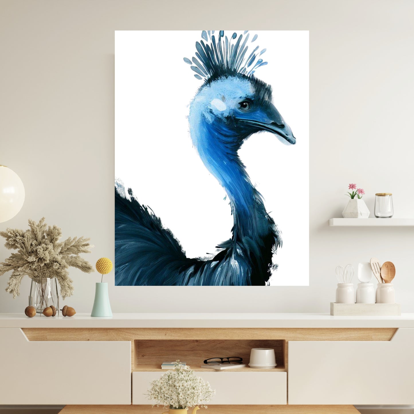 Hamptons Cassowary Stare Wall Art Canvas Print