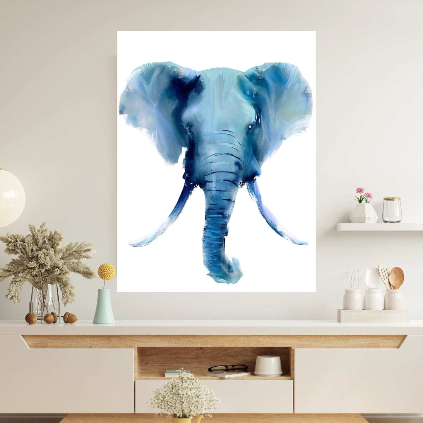 Hamptons Elephant Wall Art Canvas Print