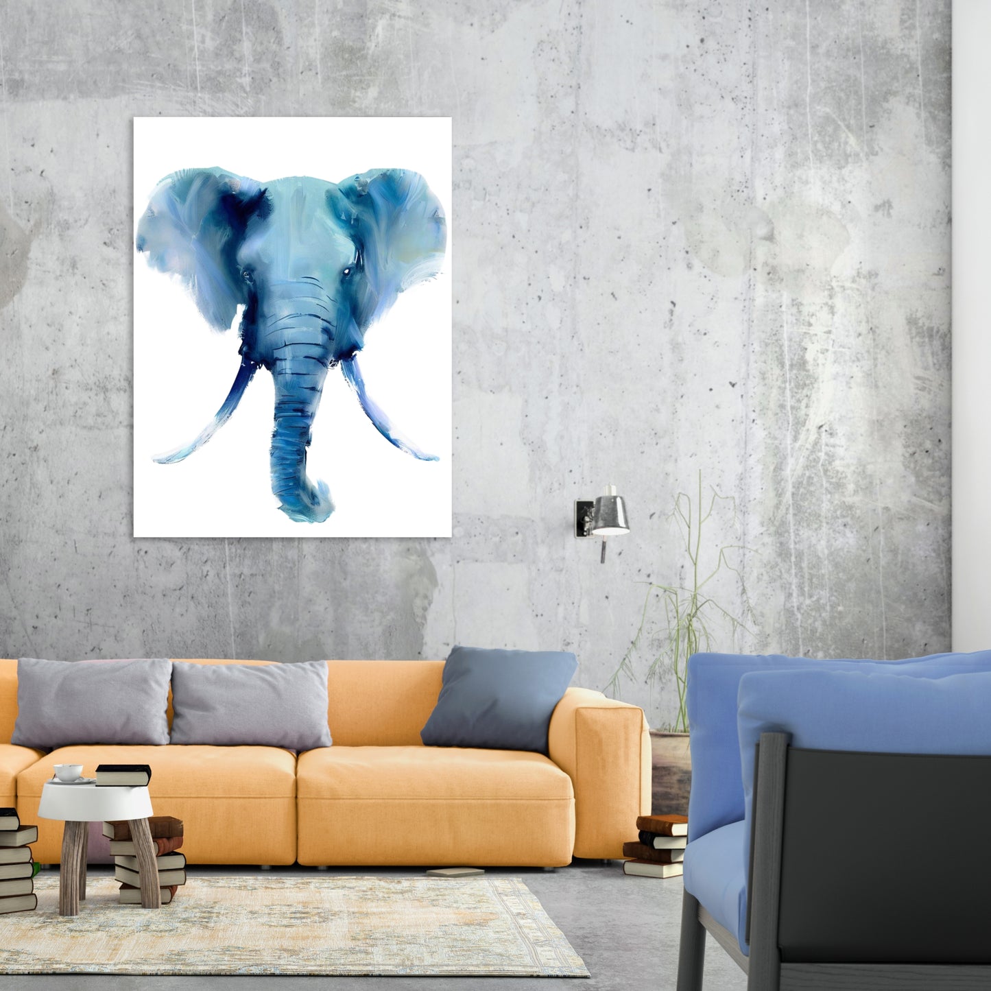 Hamptons Elephant Wall Art Canvas Print