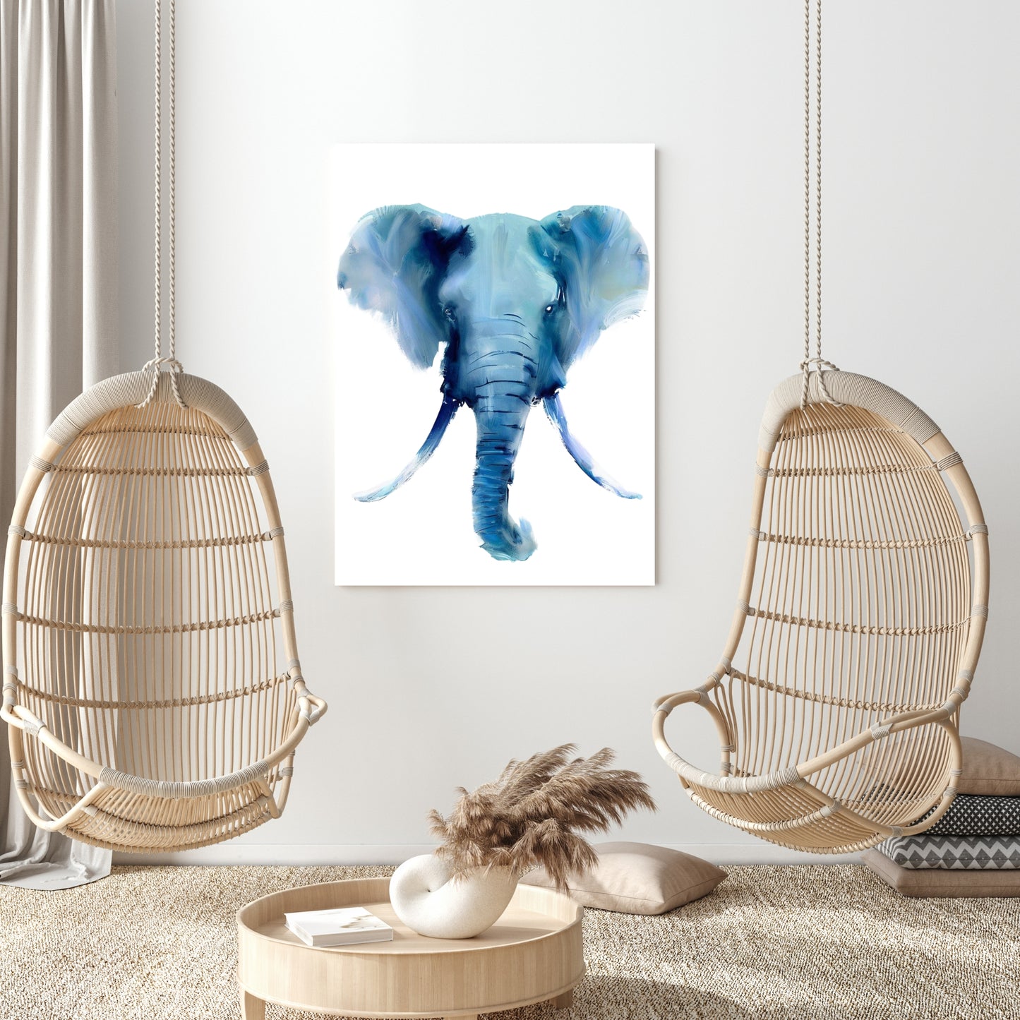 Hamptons Elephant Wall Art Canvas Print