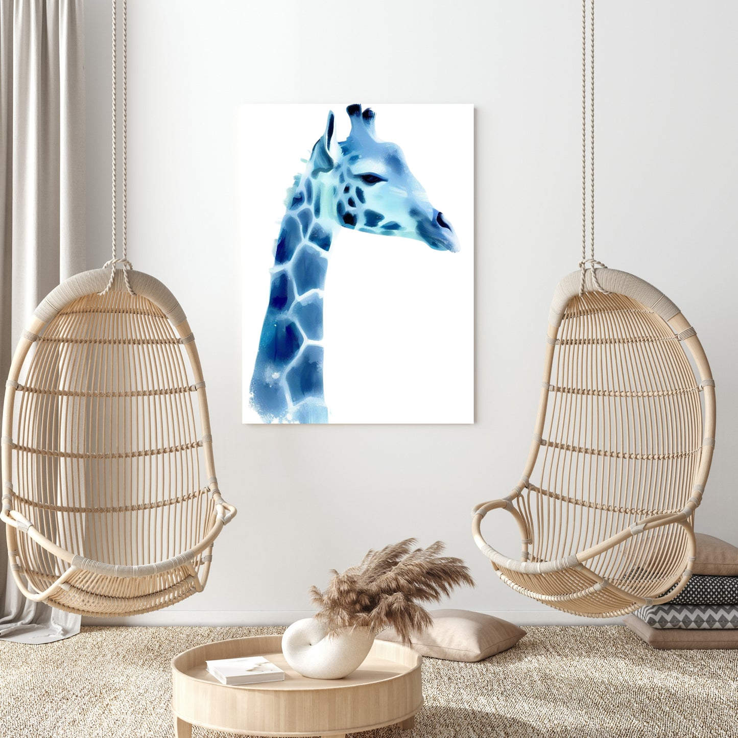 Hamptons Giraffe Wall Art Canvas Print