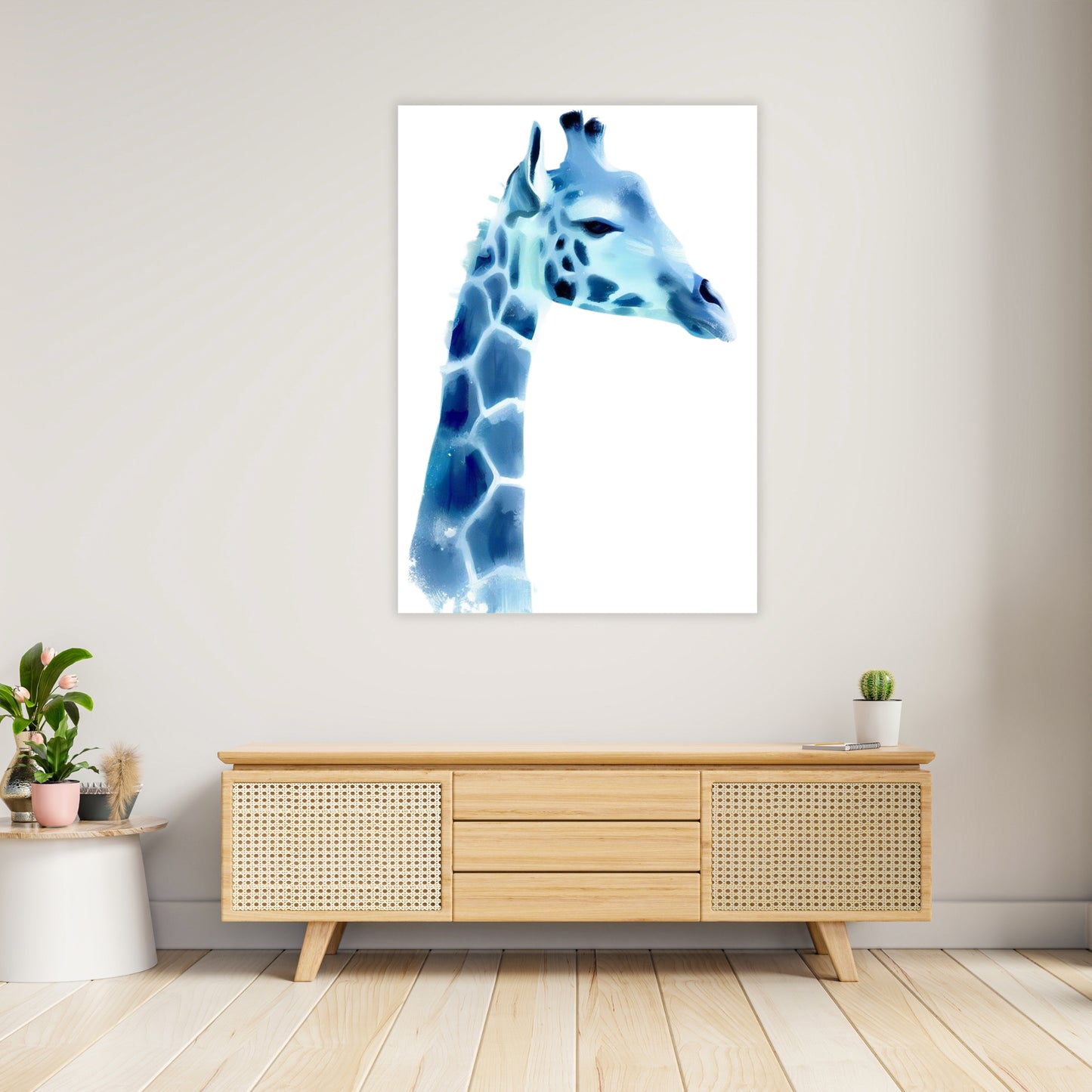 Hamptons Giraffe Wall Art Canvas Print