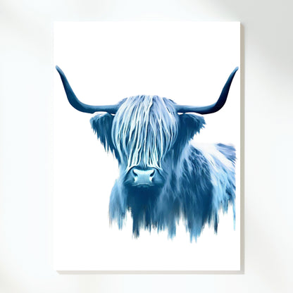 Hamptons Highland Cow Wall Art Canvas Print