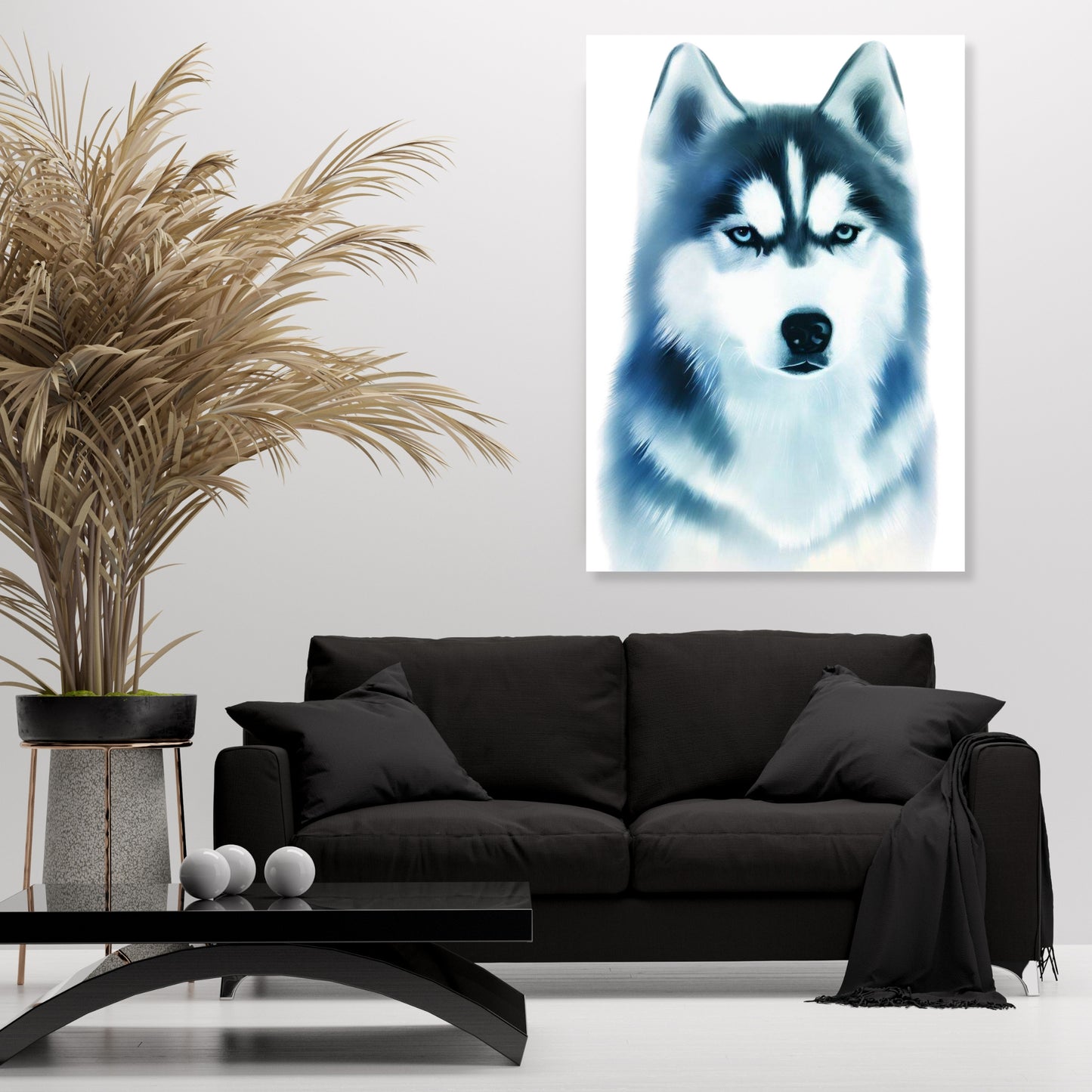 Hamptons Husky Dog Wall Art Canvas Print