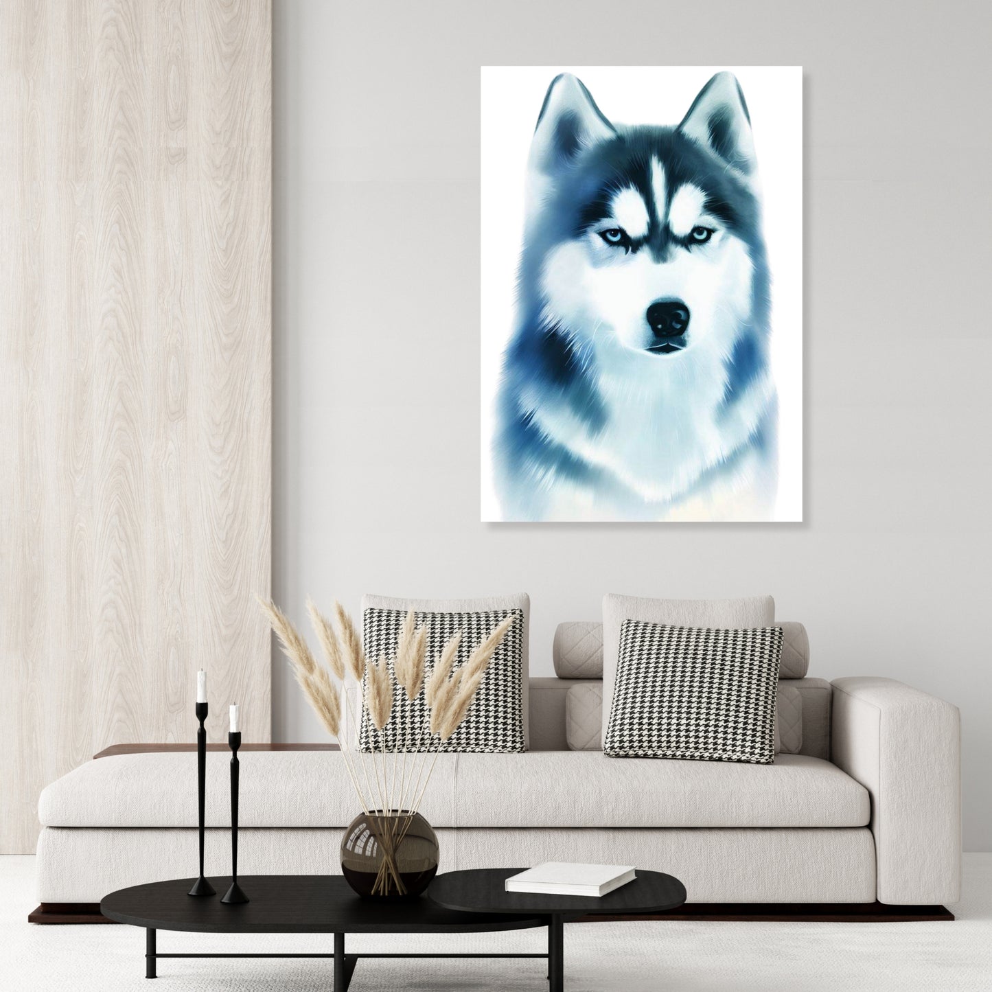 Hamptons Husky Dog Wall Art Canvas Print