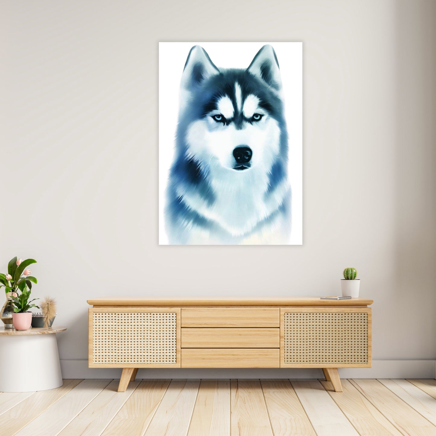 Hamptons Husky Dog Wall Art Canvas Print