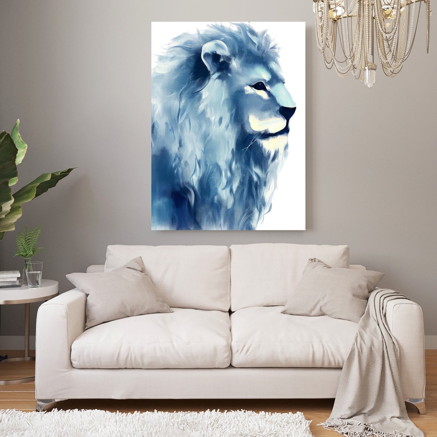 Hamptons Lion Wall Art Canvas Print