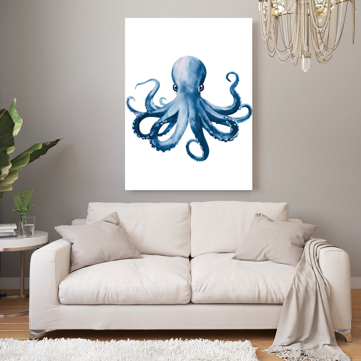 Hamptons Octopus Wall Art Canvas Print