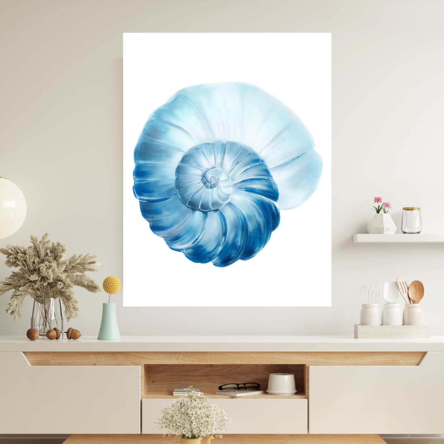 Hamptons Sea Shell Swirl Wall Art Canvas Print