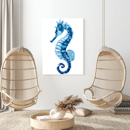 Hamptons Seahorse Wall Art Canvas Print