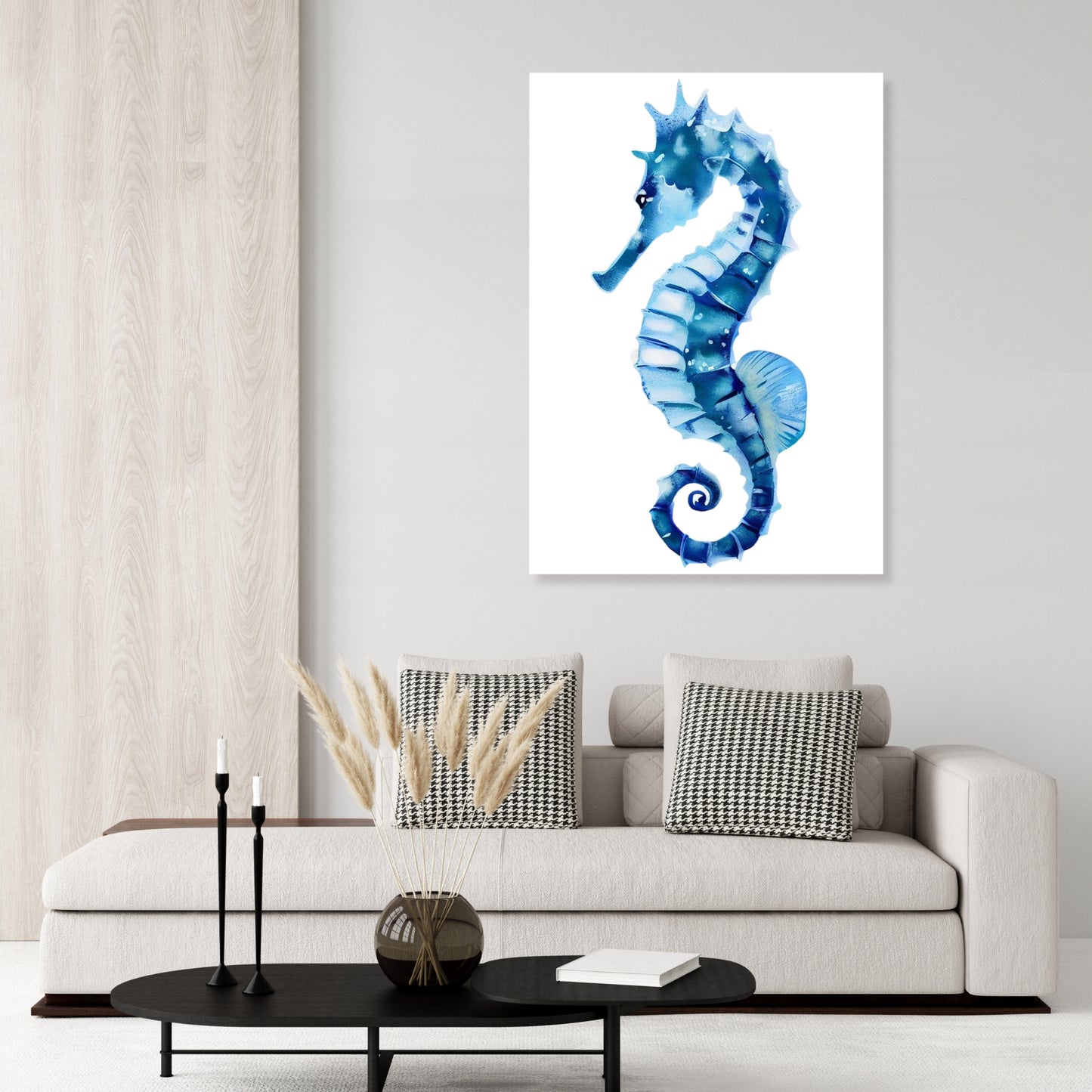 Hamptons Seahorse Wall Art Canvas Print