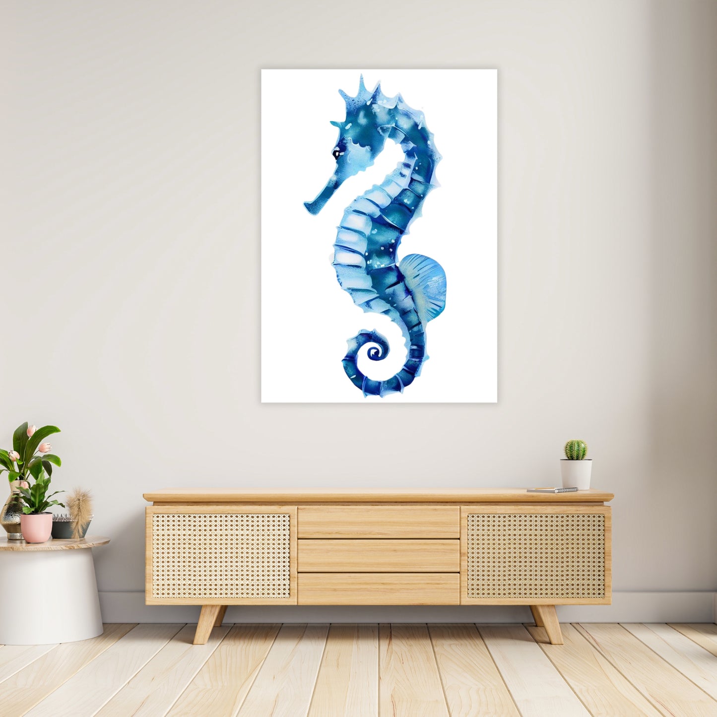 Hamptons Seahorse Wall Art Canvas Print