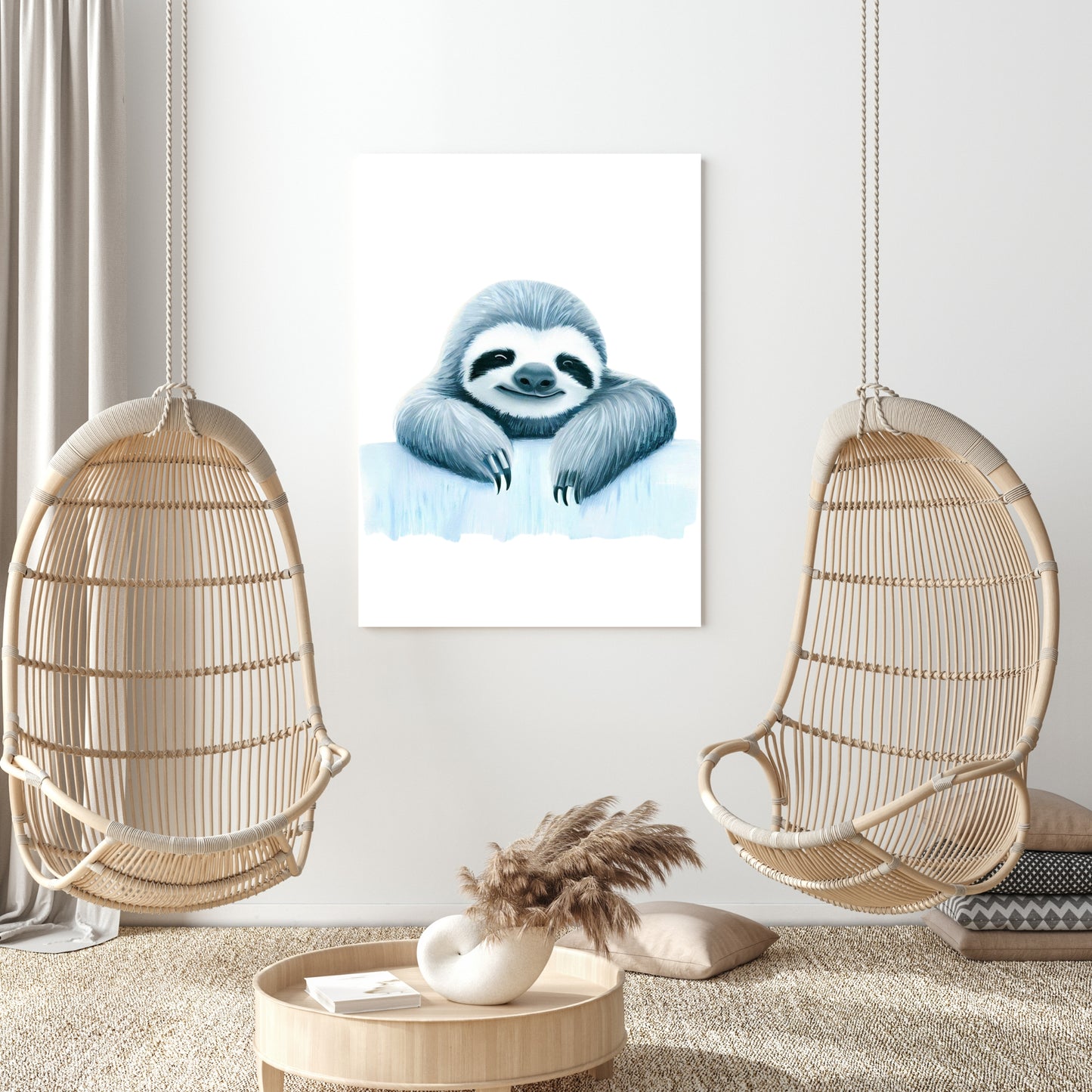 Hamptons Sloth Wall Art Canvas Print