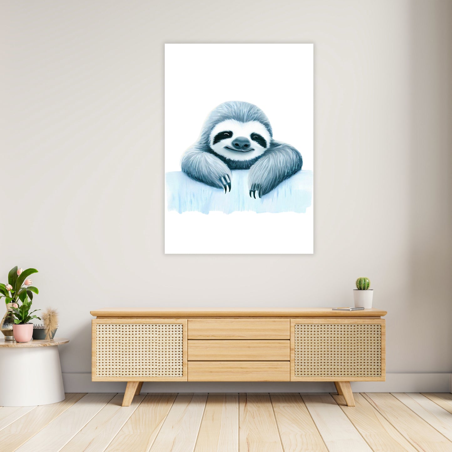 Hamptons Sloth Wall Art Canvas Print