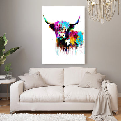 Highland Cow Love Wall Art Canvas Print