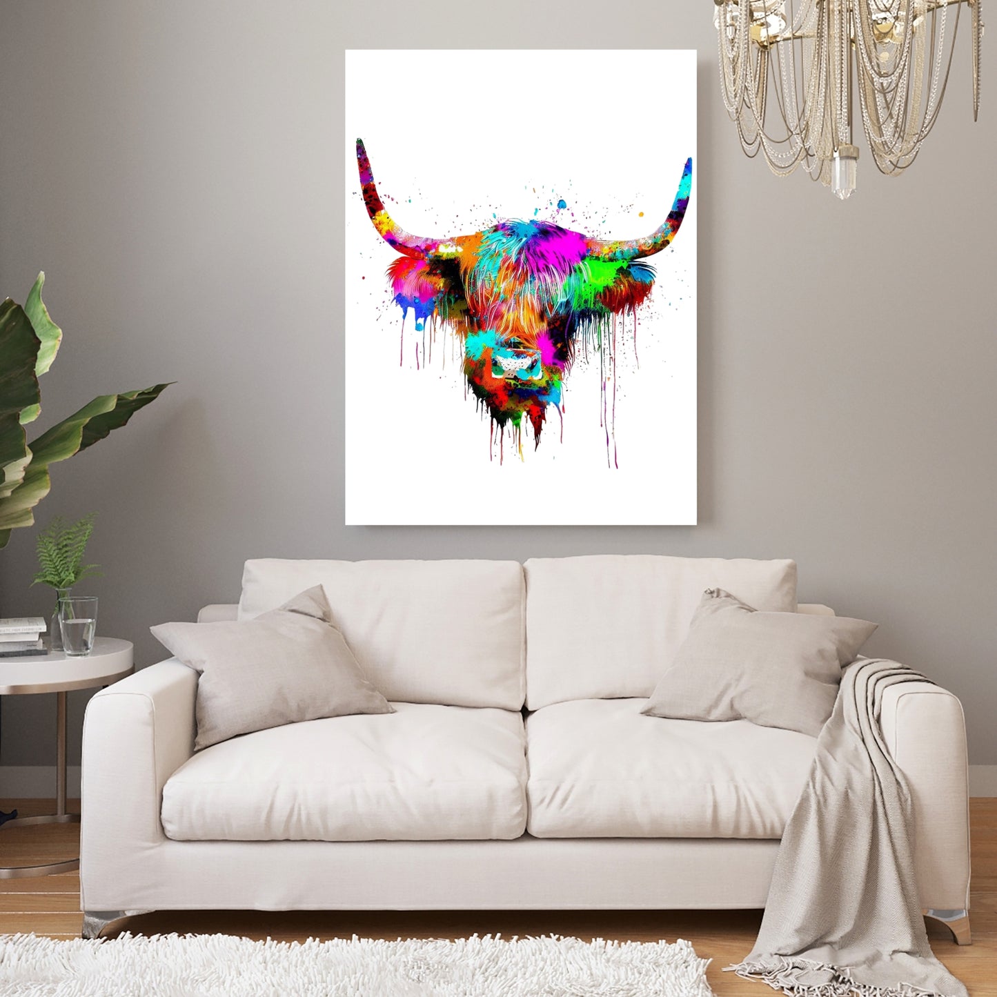 Highland Cow Wall Art Canvas Print