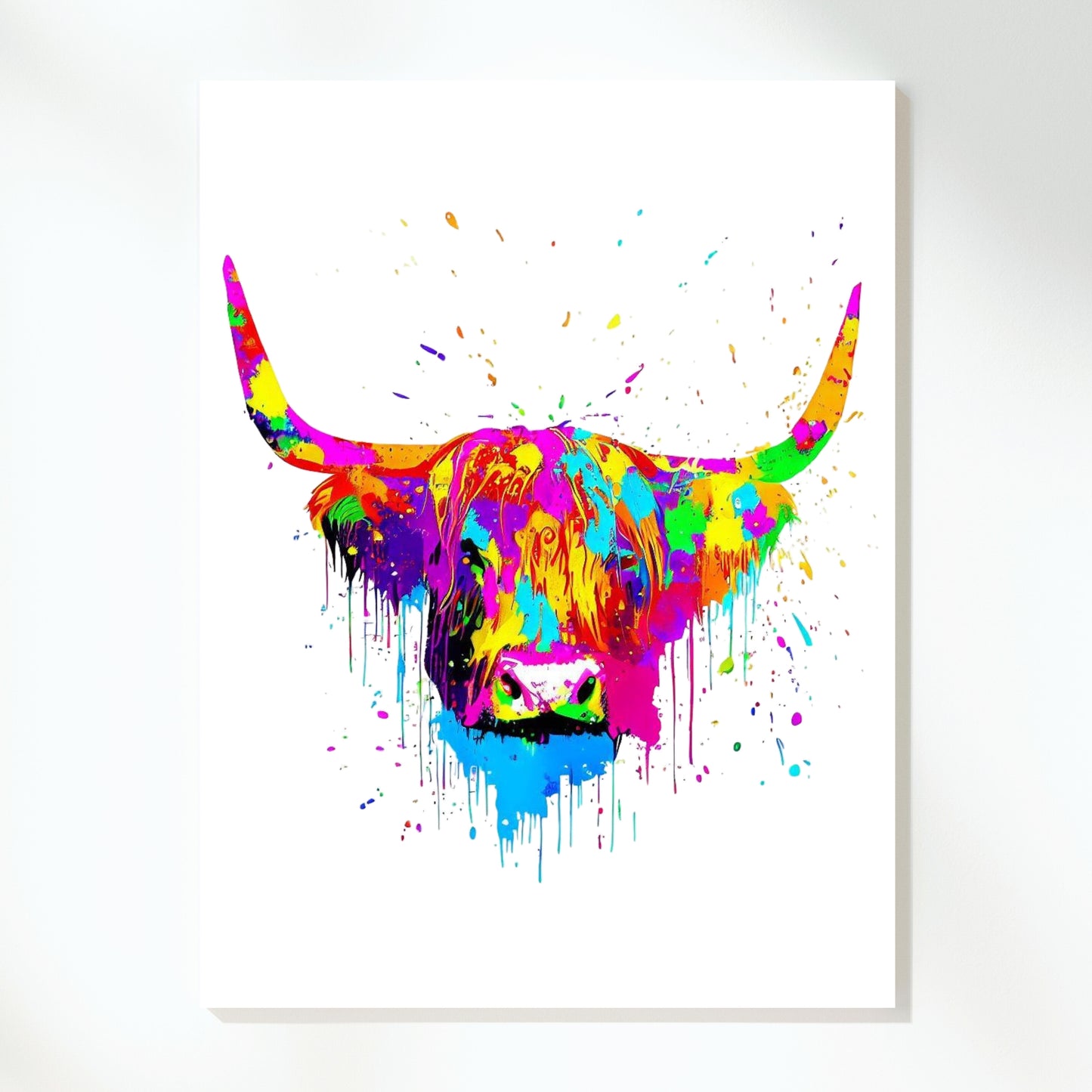 Highland Cow Rainbow Wall Art Canvas Print