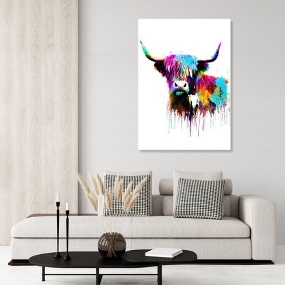 Highland Cow Love Wall Art Canvas Print