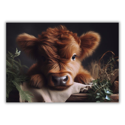 Baby Highland Cow Animal Kingdom Wall Art Canvas Print